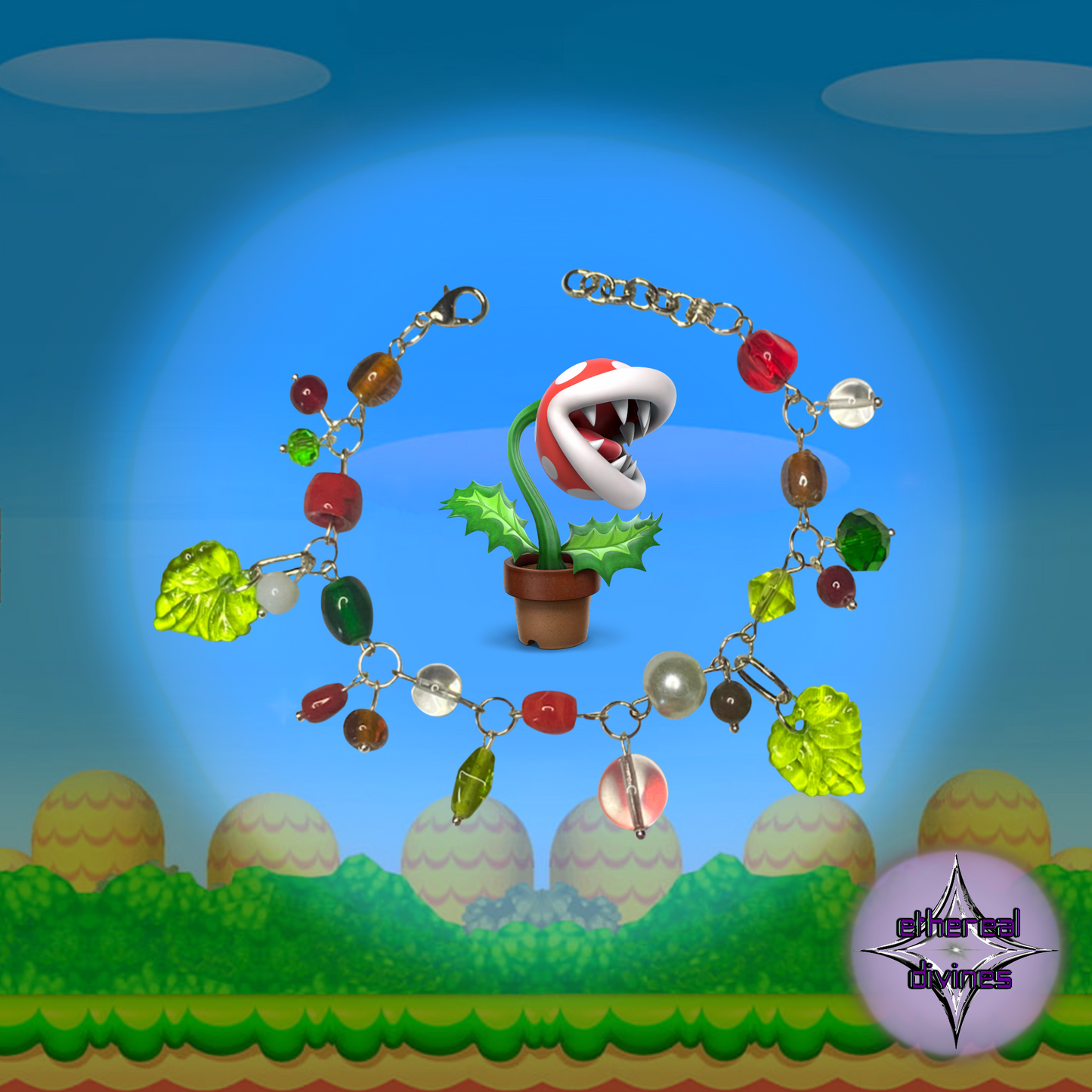 Piranha Plant Inspired Charm Bracelet