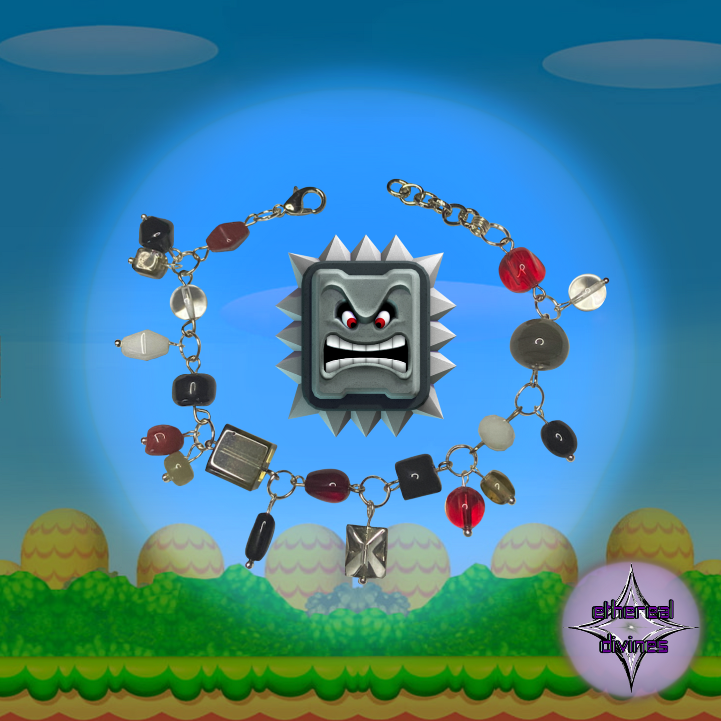 Thwomp Inspired Charm Bracelet