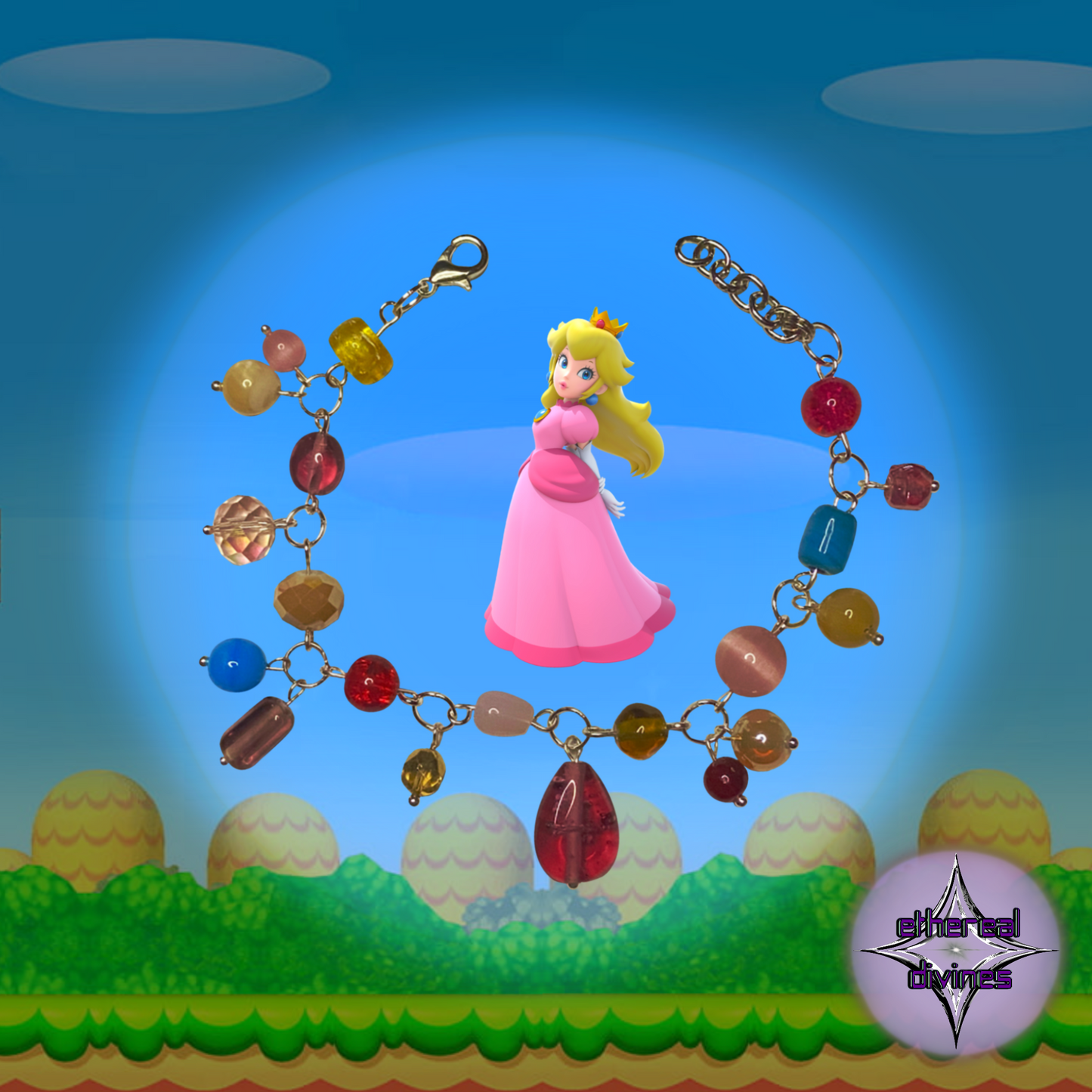 Princess Peach Inspired Charm Bracelet